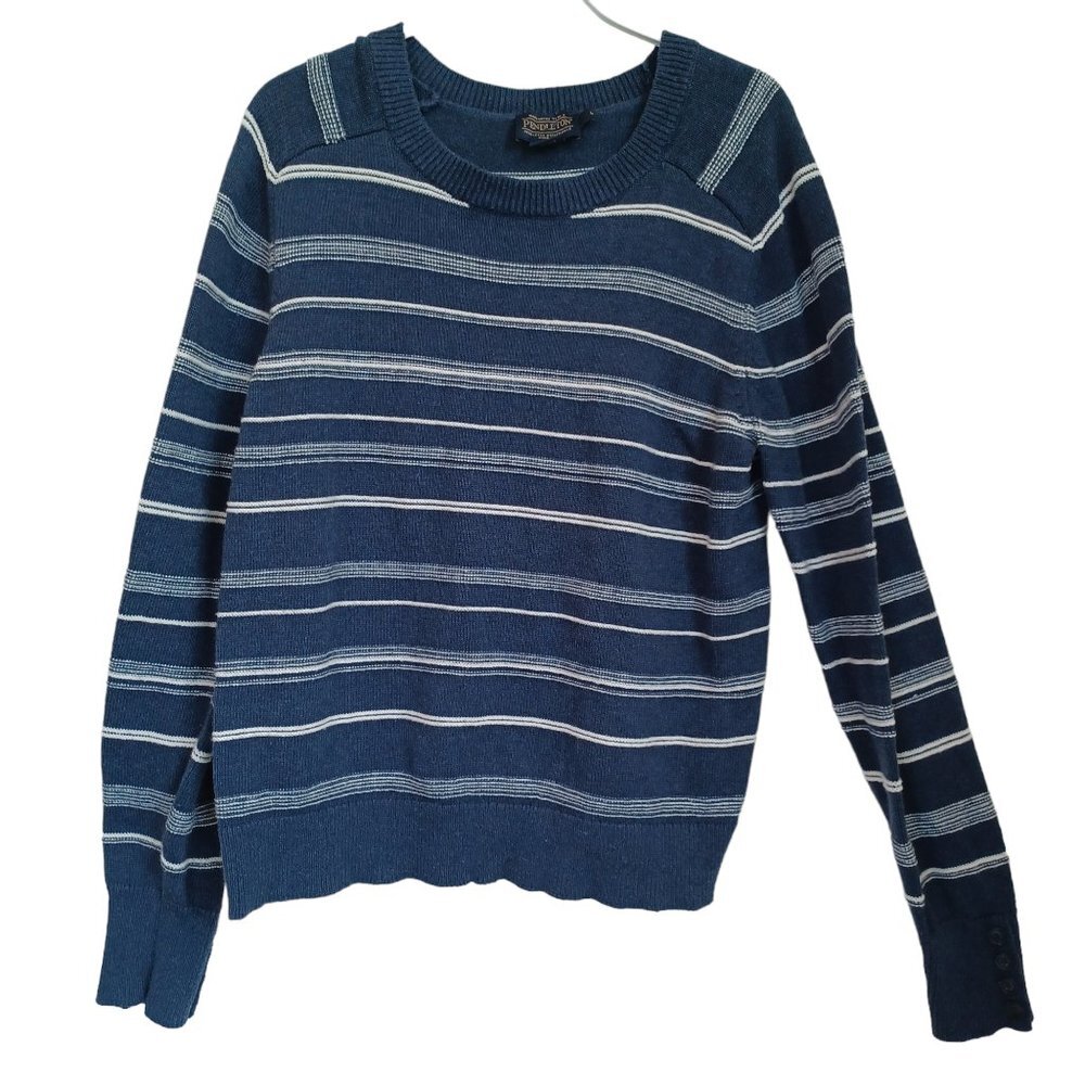 Pendleton Sweater Crew Neck‎ Pullover Blue White Stripe Womens Large